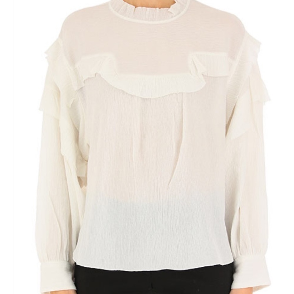 Isabel Marant Ruffle Metallic Cotton & Silk Blouse